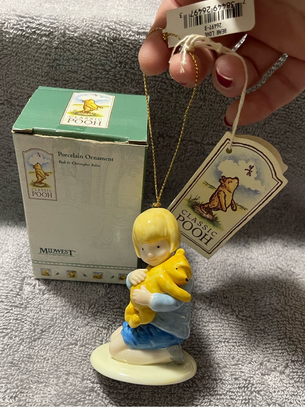 Disney Classic Pooh Porcelain collectible Ornament - Yellow/Blue Figurine NWT